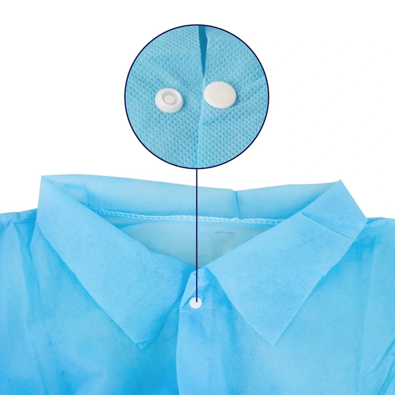 SMS Fabric Disposable Lab Coats with Knit Cuff and Collar