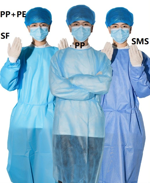 CE Medical Disposable Non-Sterile Reinforced Surgical Gowns Polypropylene Isolation Gown