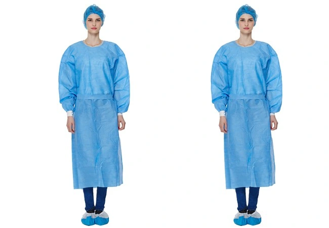 Medical Supplies Disposable Blue SMS Medical Gown Isolation Gown Surgical Gown for Hospital Medical Use